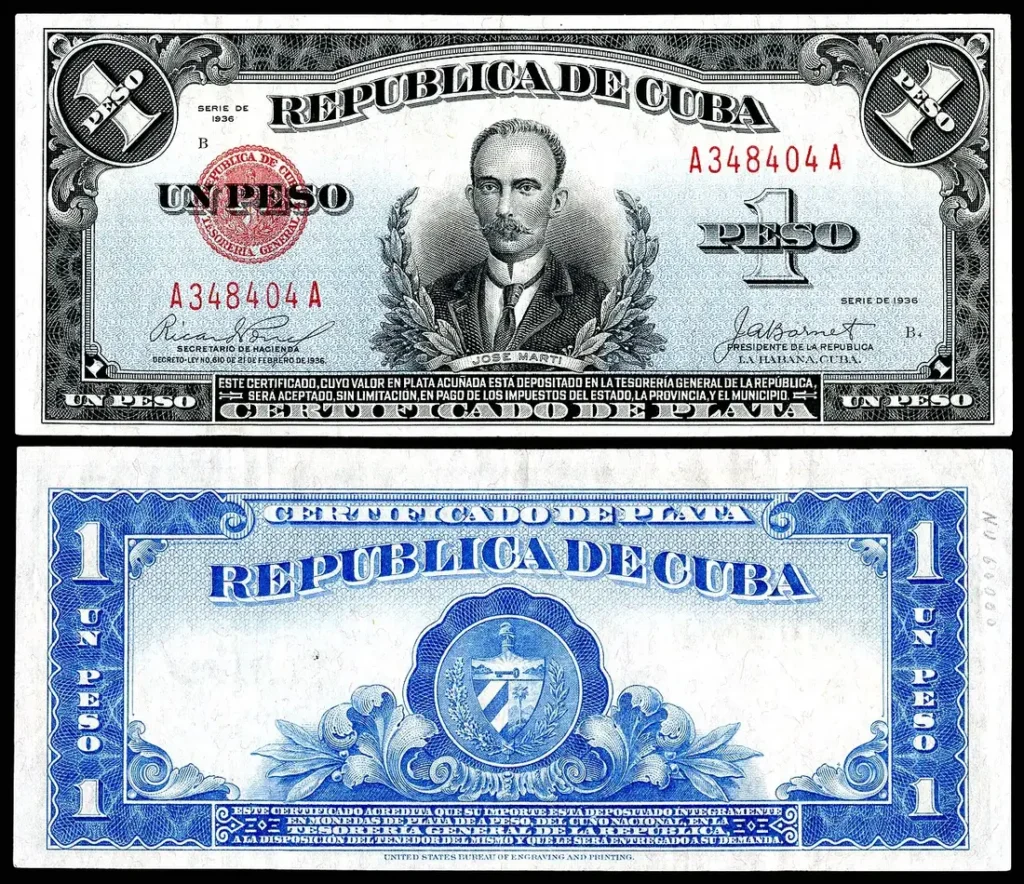 Банкнота «один серебряный песо» Республики Куба 1936 года
